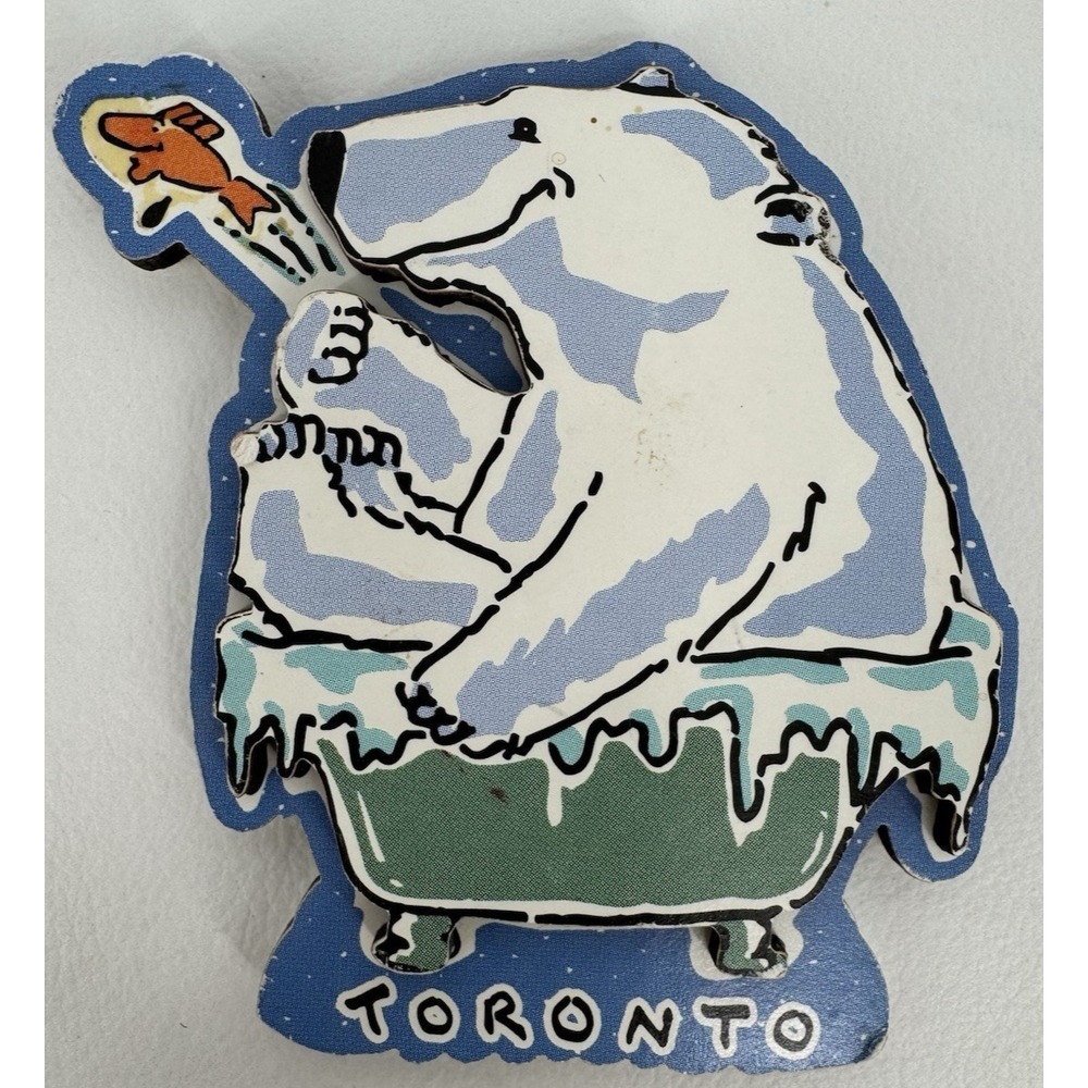 Toronto Polar Bear Bathtub Souvenir Fridge Magnet Vintage Wooden Travel Magnet C